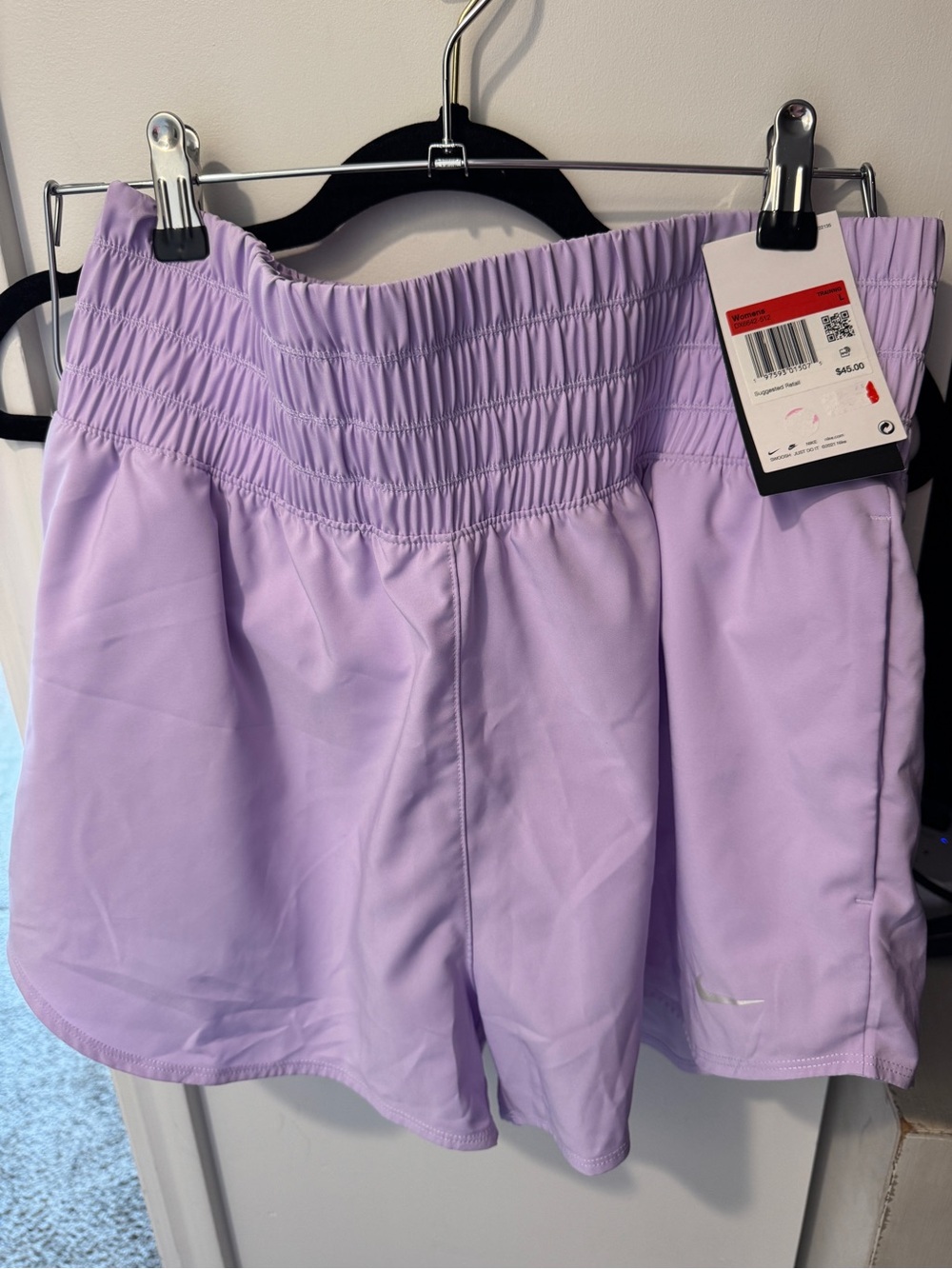 Nike Lavender Athletic Shorts with Shirred Waistband